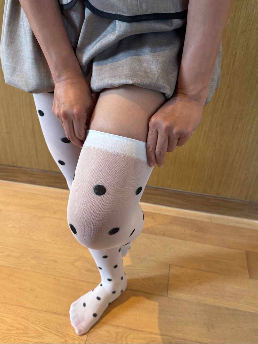 White Polka Dot Sheer Over-the-Knee Tights - Picture 7 of 9